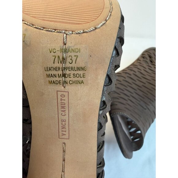 Vince Camuto Krandi Womens Size 7M Brownish Gray Laser Cut Heeled Booties - Picture 11 of 12